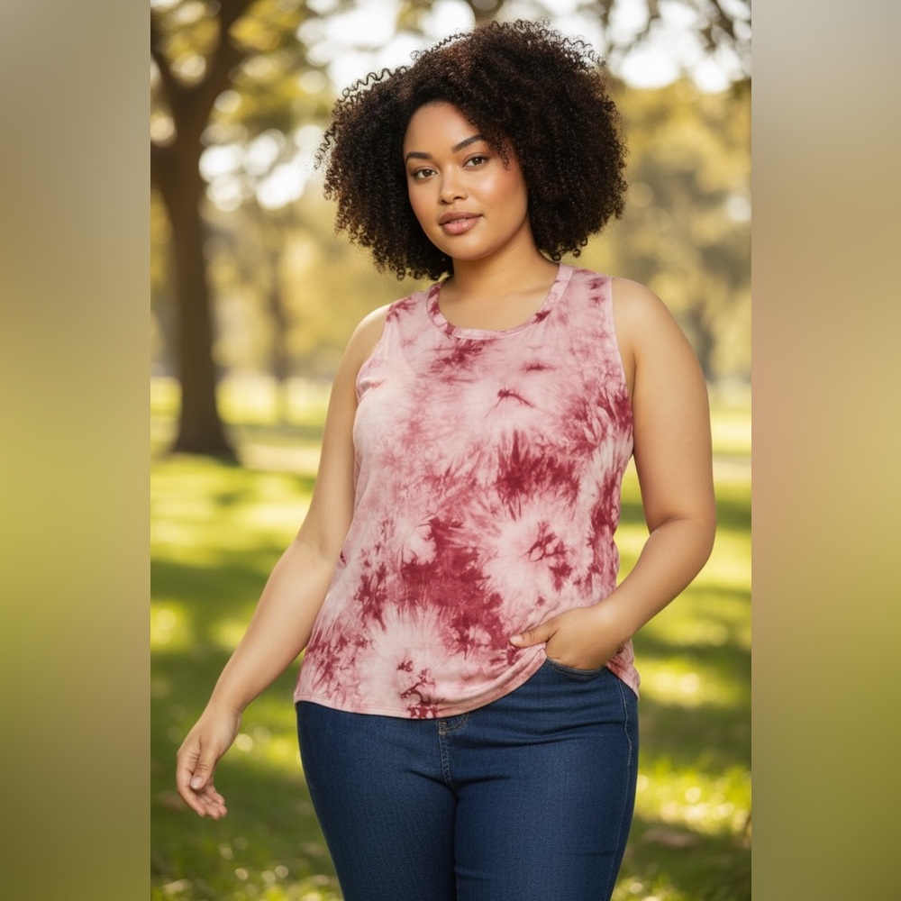 NEW• BELLE BLUSH PINK CHIC TIE-DYE SOFT TOP •XL-2X